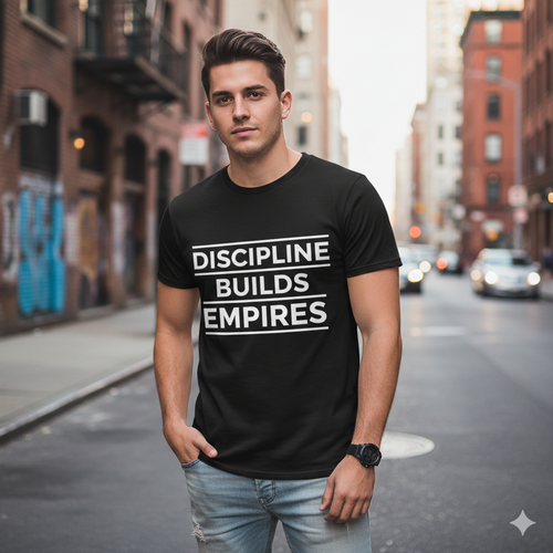 Discipline Builds Empires Motivational T-Shirt for Men – Black Streetwear Graphic Tee – Inspirational Quote Shirt